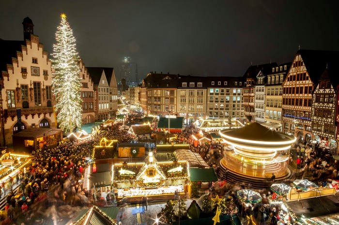 European Christmas market at night